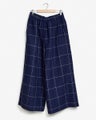 Culottes pellavahousut navy grid