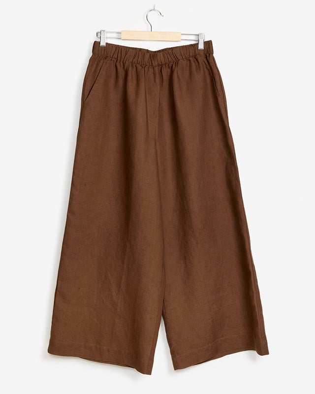 Culottes pellavahousut ruskea