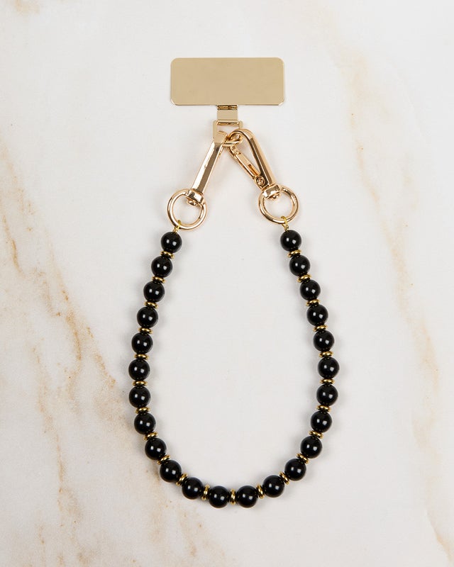 Puhelinranneke Black Obsidian